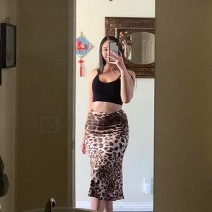 Leopard Midi Bodycon Skirt